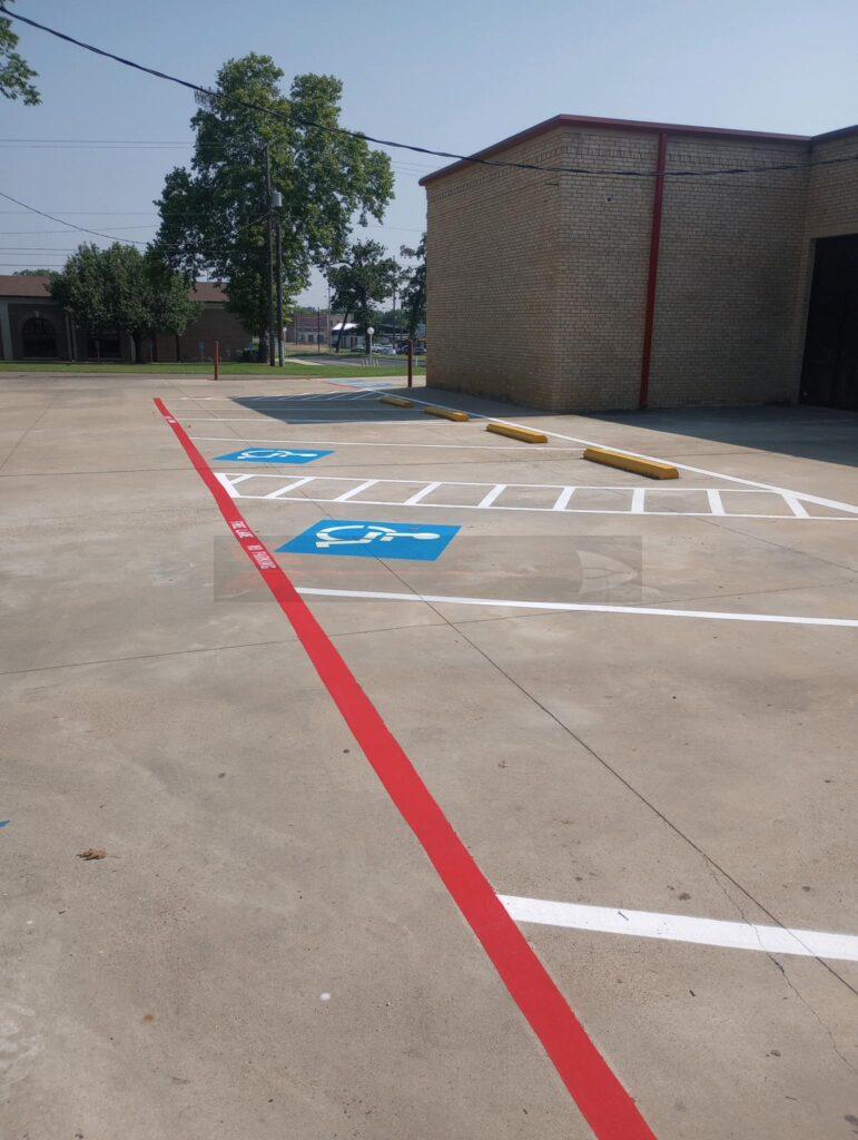 Pavement Markings and Parking Lot Striping for The Saint Anthony's Church in Longview, Texas